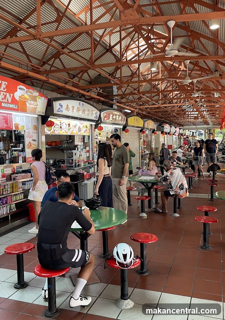 Hawker Centre with Food Stalls and Diners