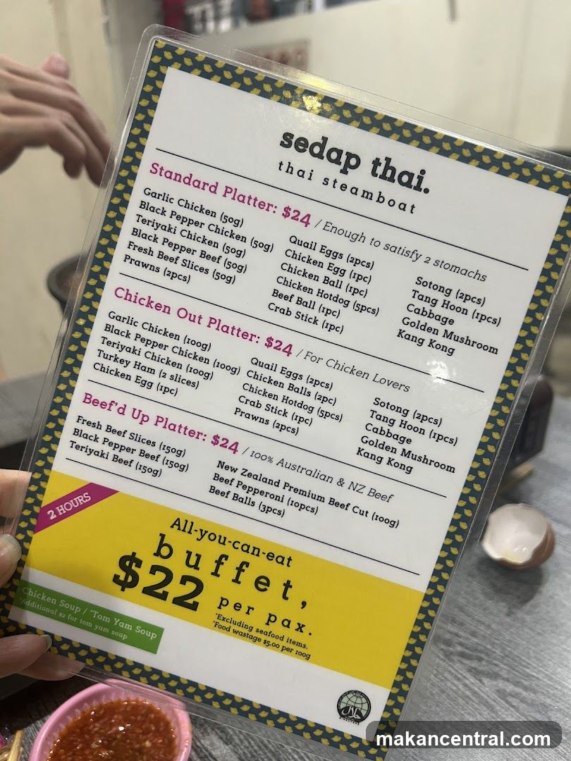 Sedap Thai Thai Steamboat Menu