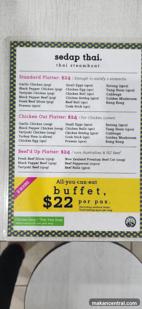 Sedap Thai Menu