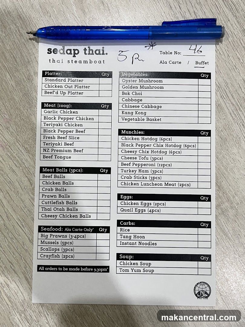Sedap Thai Thai Steamboat Menu