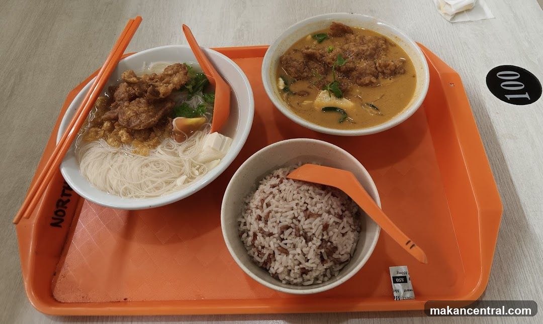 Food Tray with Noodles and Rice