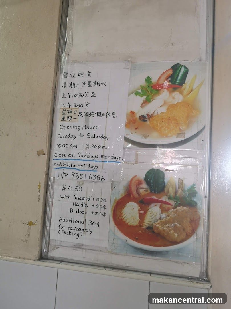 Menu and Opening Hours