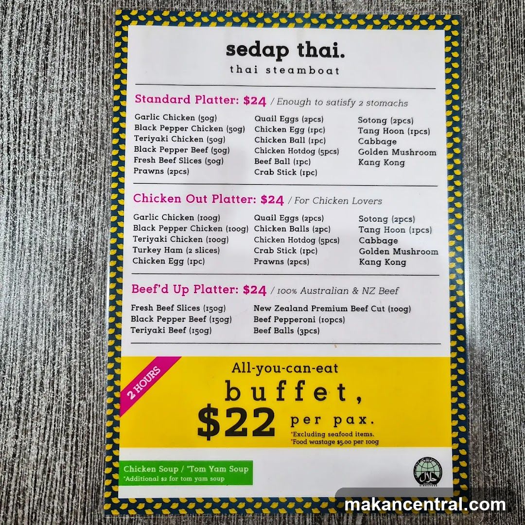 Sedap Thai Thai Steamboat Menu