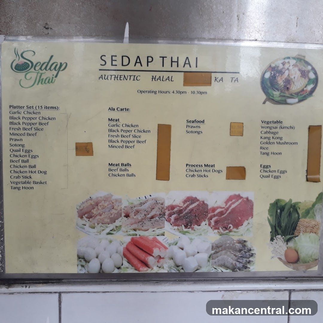 Sedap Thai Menu