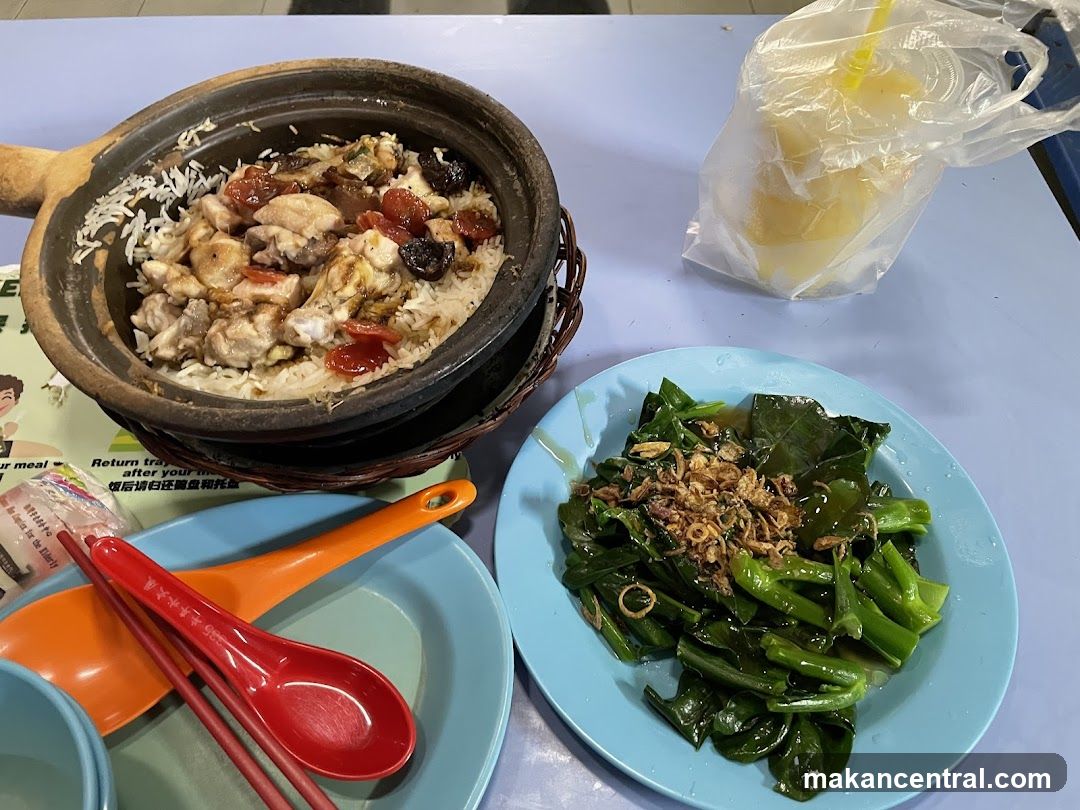 Claypot Rice and Stir-fried Vegetables