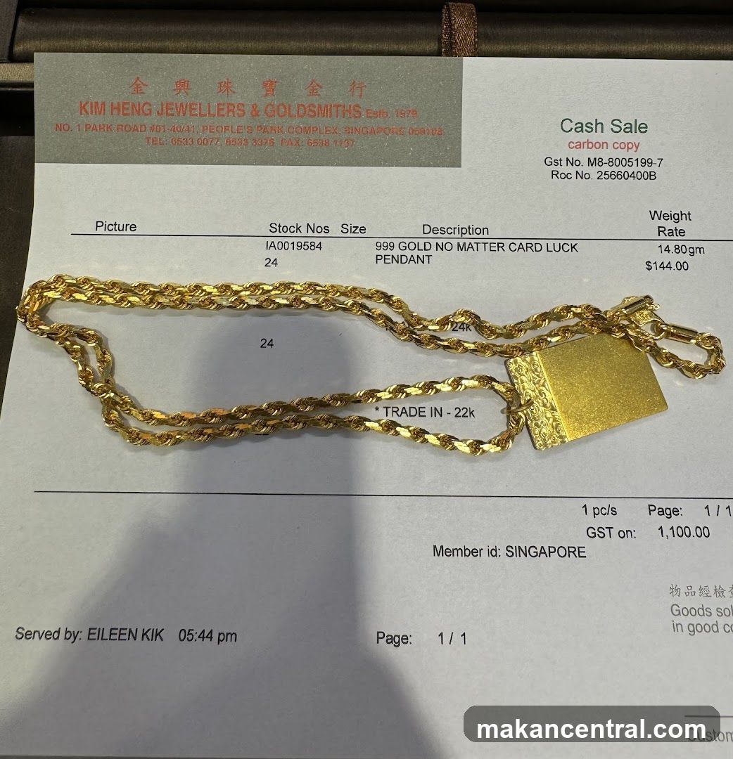 Gold Necklace Sale Receipt