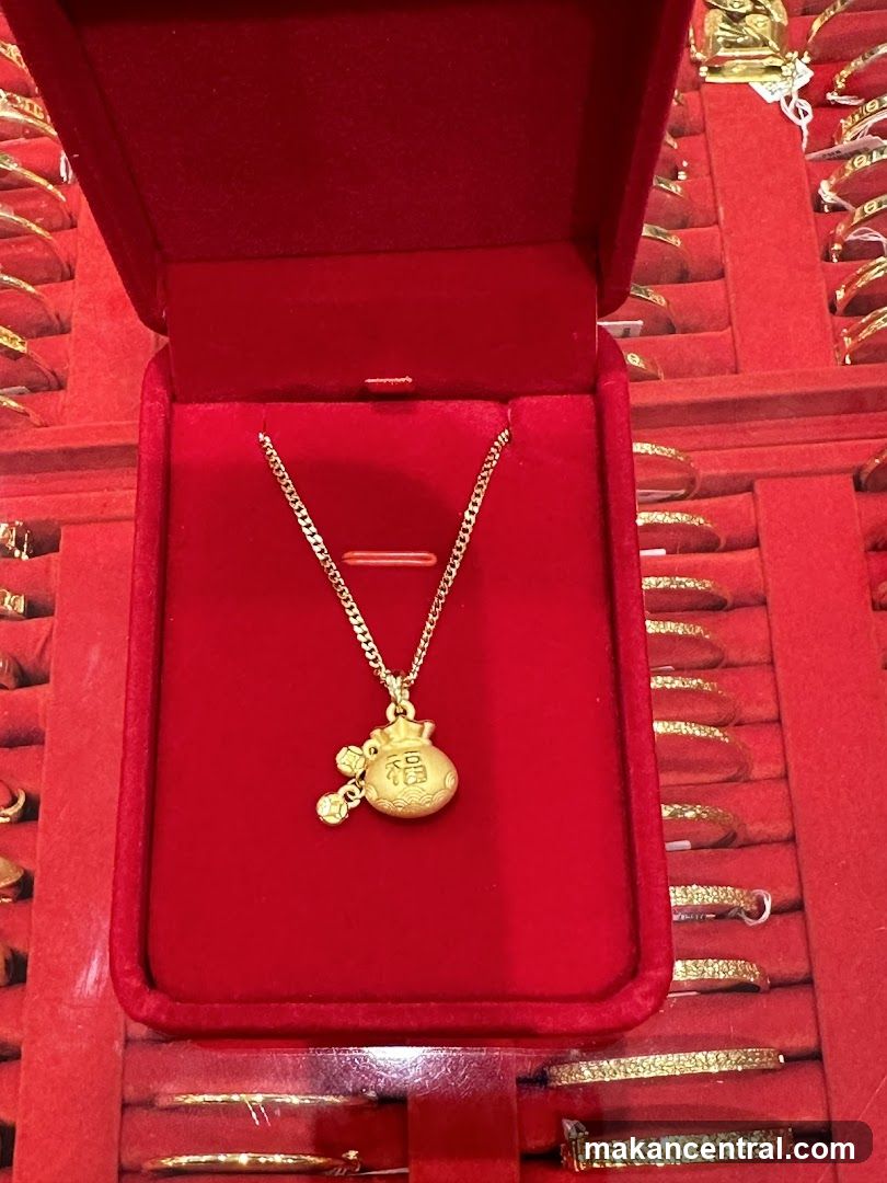 Gold Necklace with Fu Charm