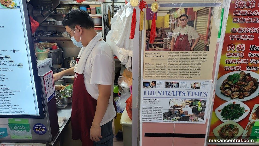 Hawker Stall with Menu and Newspaper Clipping