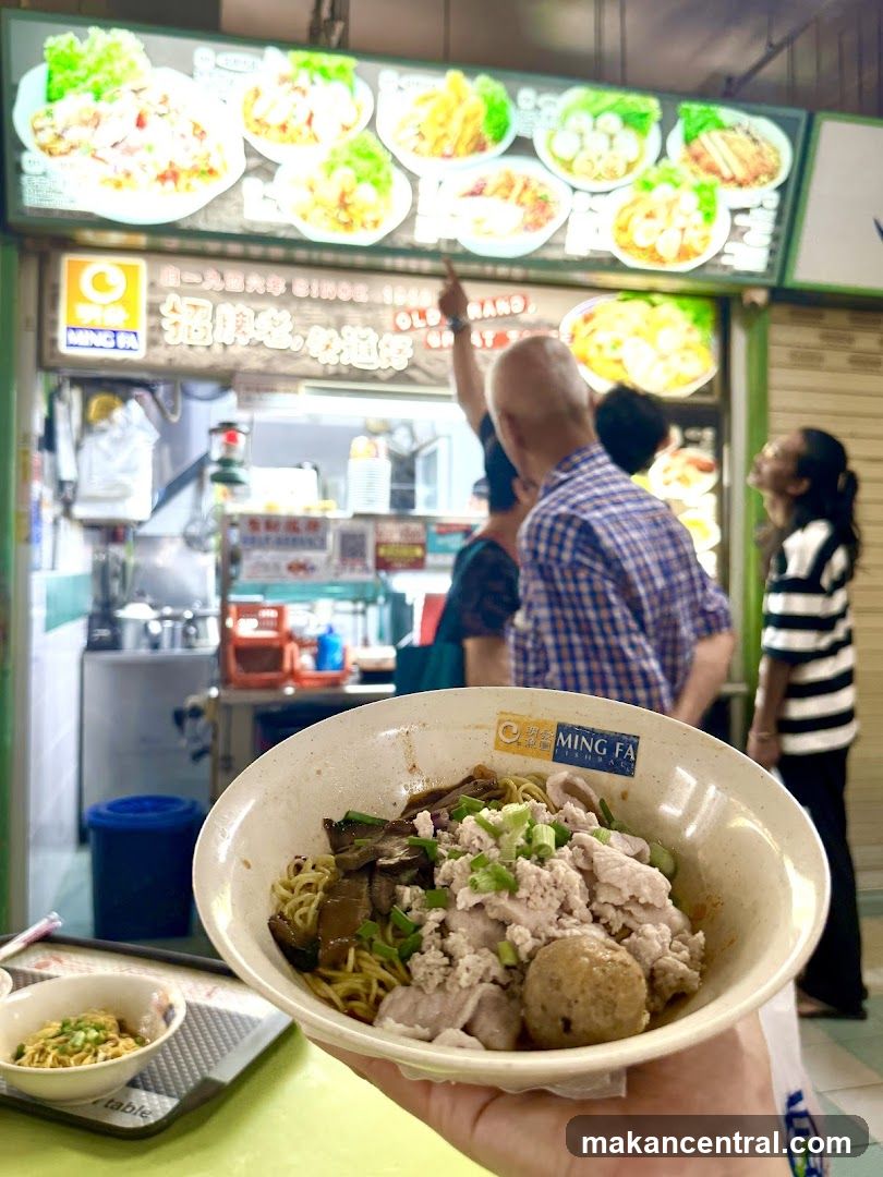 Bowl of Noodles at a Food Stall