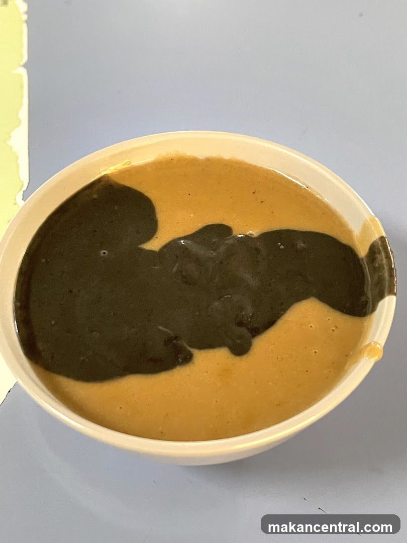 Two-toned soup in a bowl