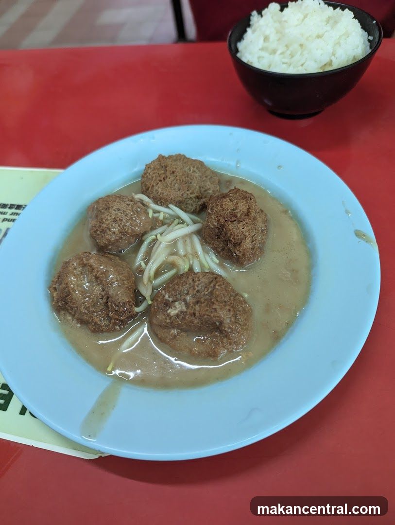 Fish Balls with Gravy and Rice