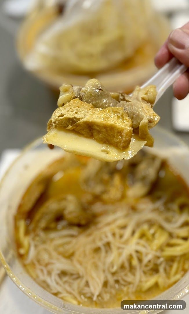 Close-up of a Spoonful of Noodle Soup