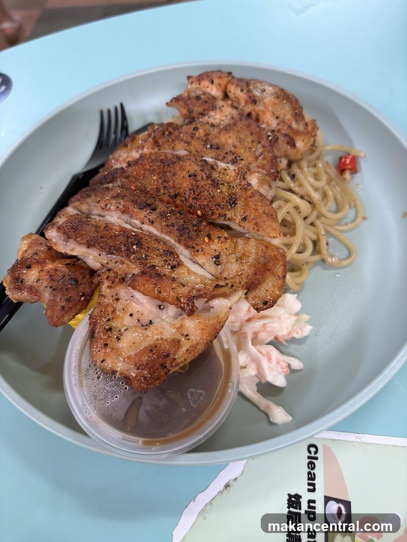 Grilled Chicken with Pasta and Coleslaw
