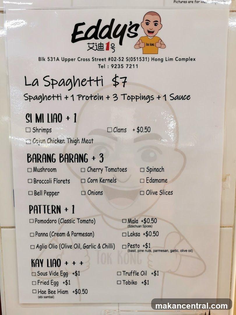 Eddy's La Spaghetti Menu