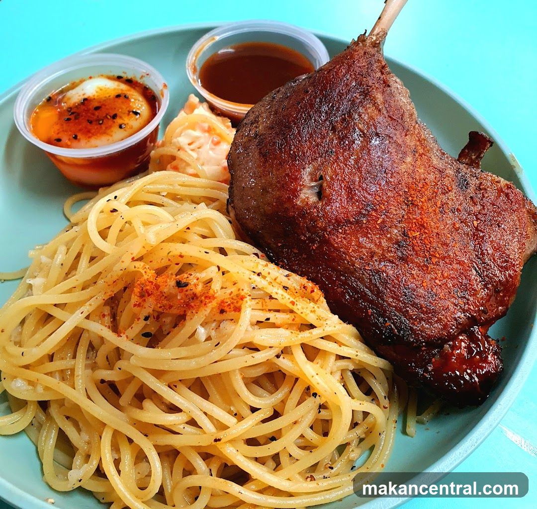 Duck Leg with Spaghetti