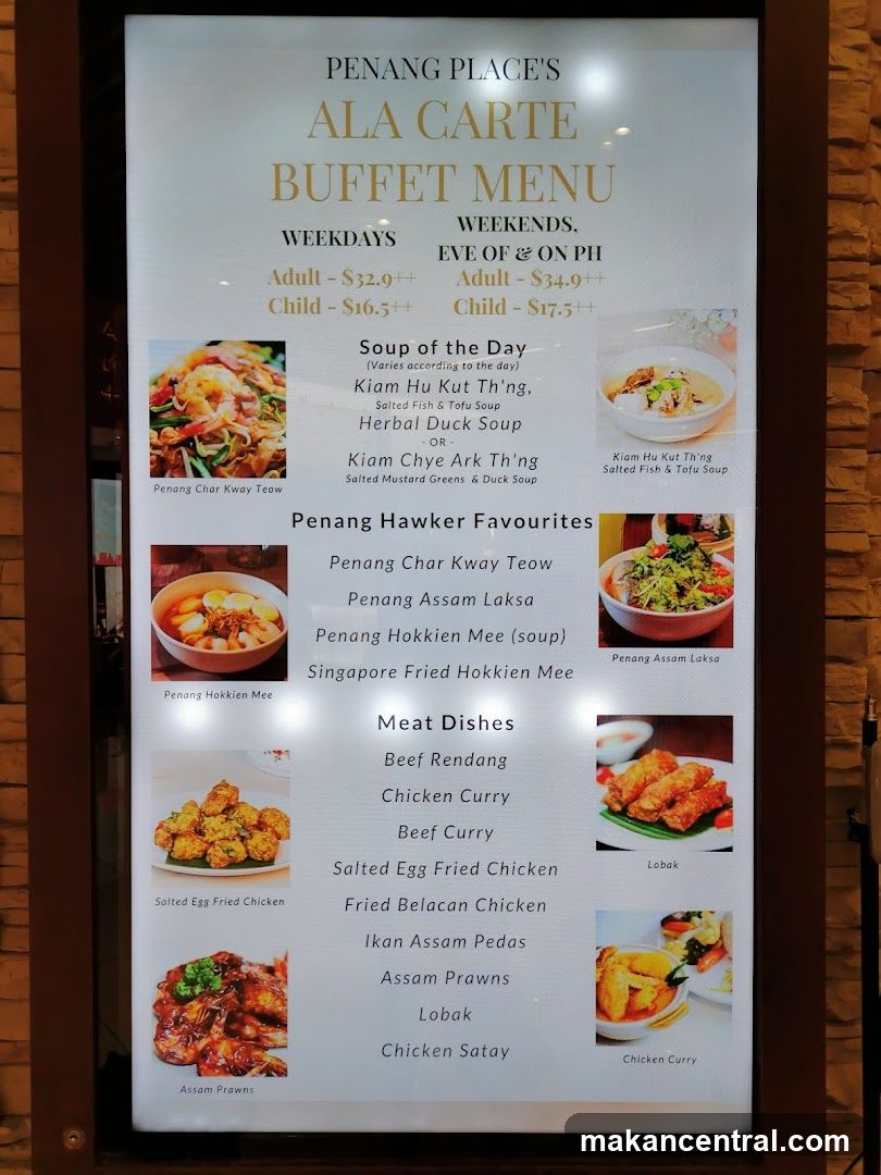 Penang Place's Ala Carte Buffet Menu
