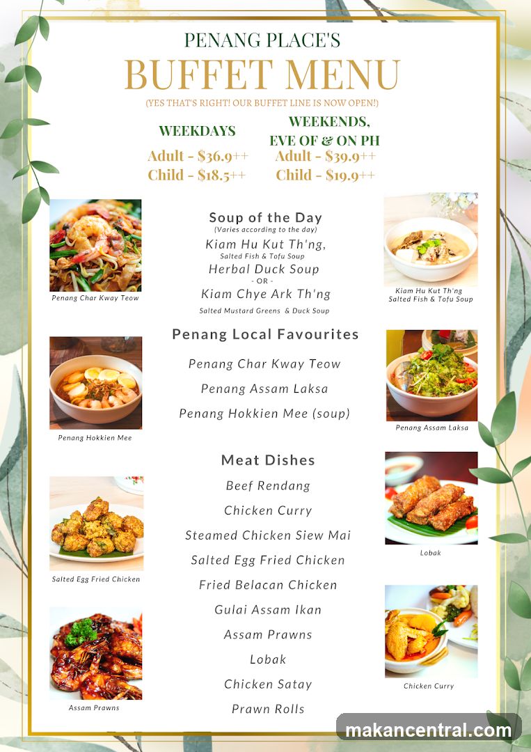 Penang Place's Buffet Menu