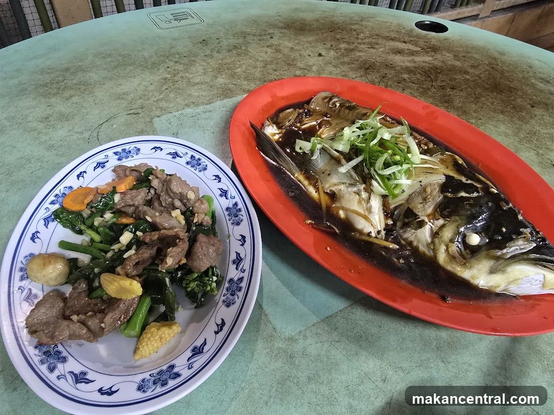 Steamed Fish and Beef Stir-fry