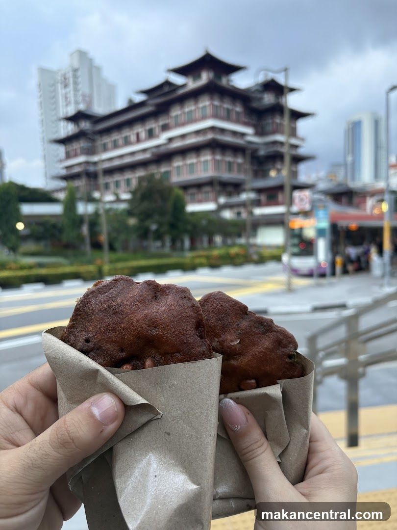 Fried Snacks with Temple in Background