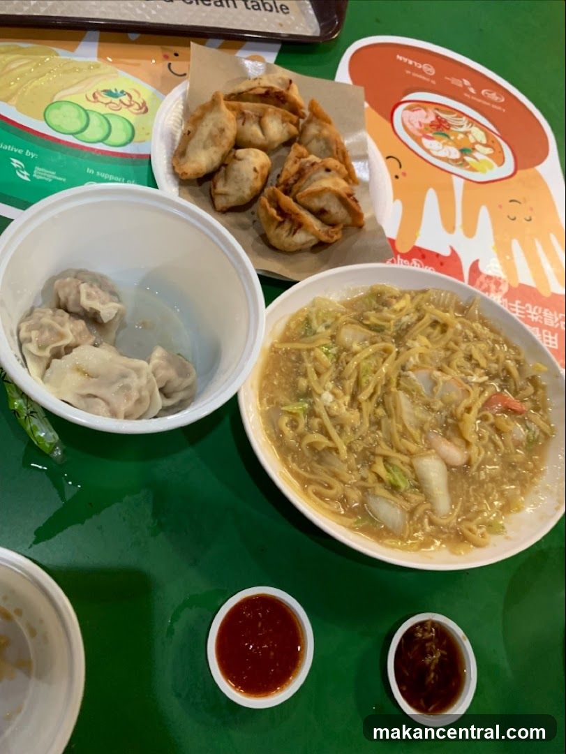 Food spread on a green table
