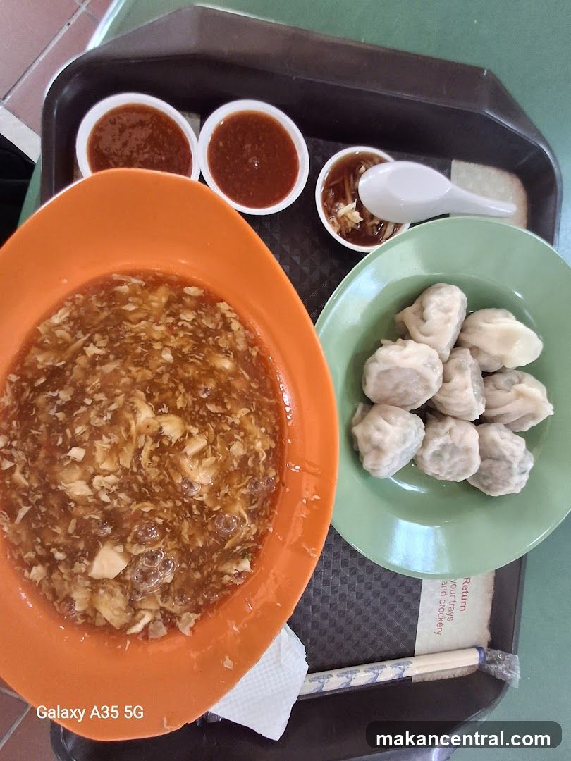 Food Tray with Dumplings and Soup