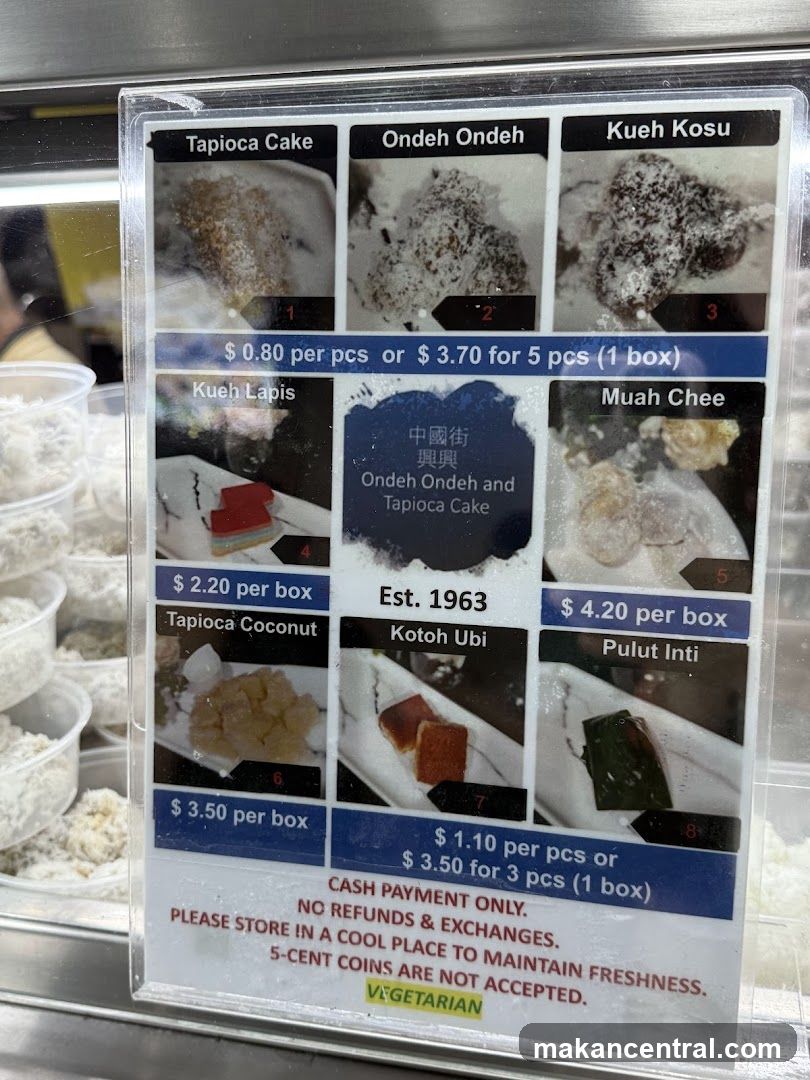 Ondeh Ondeh and Tapioca Cake Menu