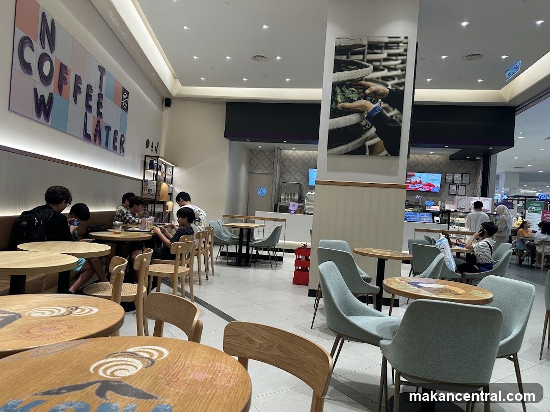 Cafe Interior with Seating and Artwork