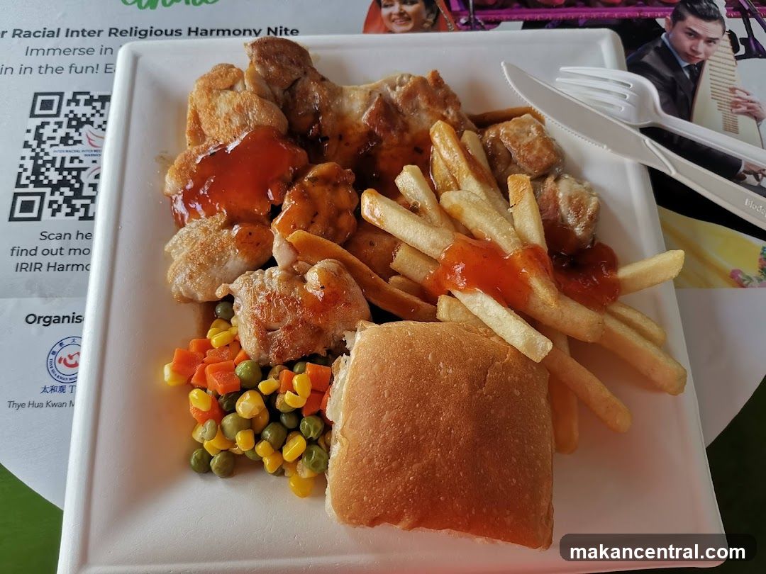 Meal with Fries and Vegetables
