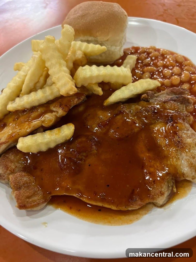Chicken Chop with Fries and Beans
