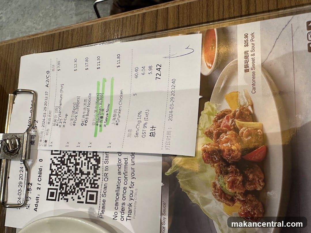 Receipt and Menu Item