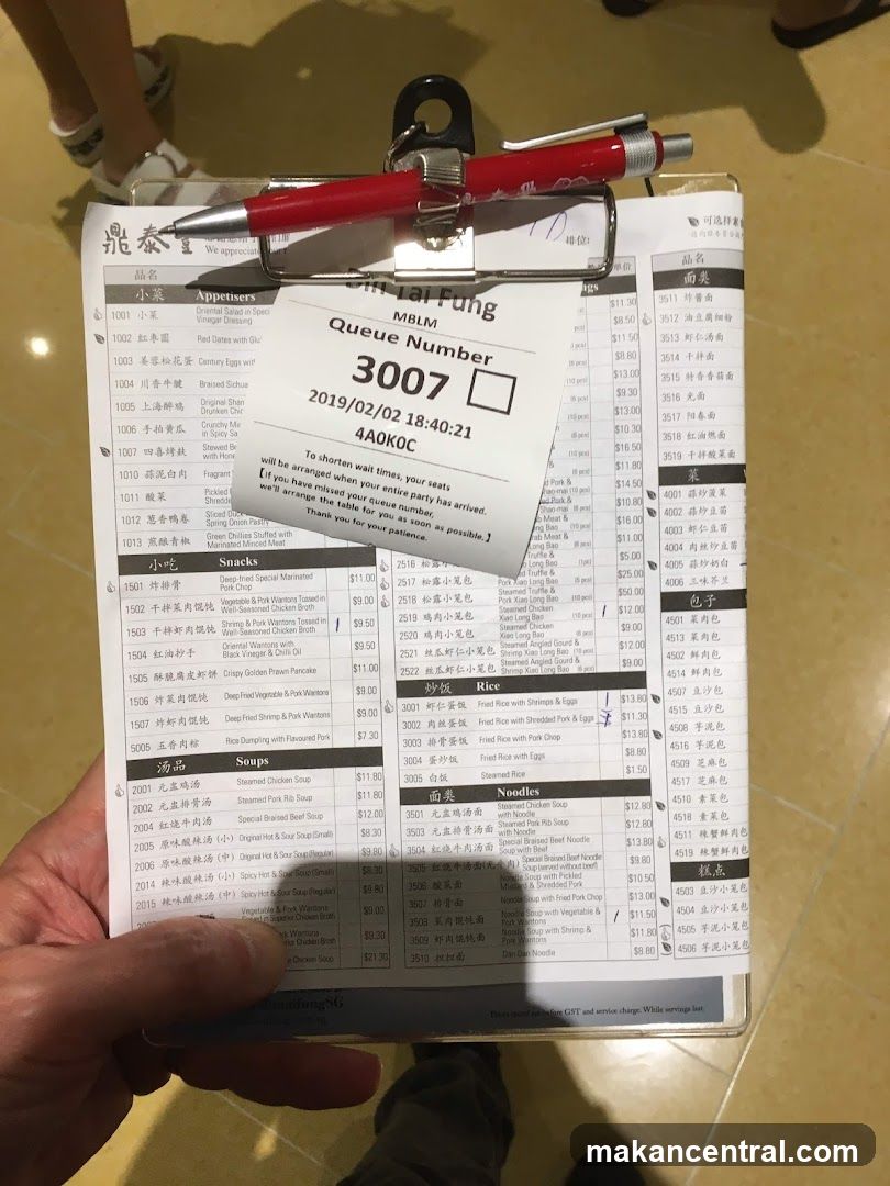 Din Tai Fung Menu