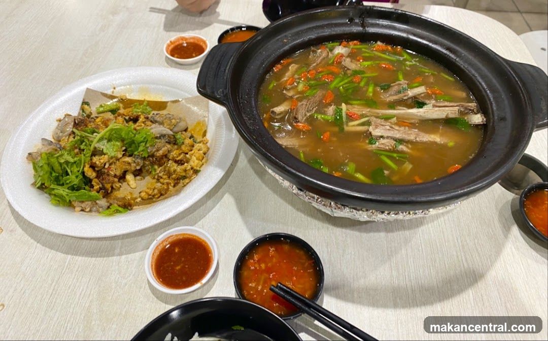 Oyster Omelette and Herbal Soup