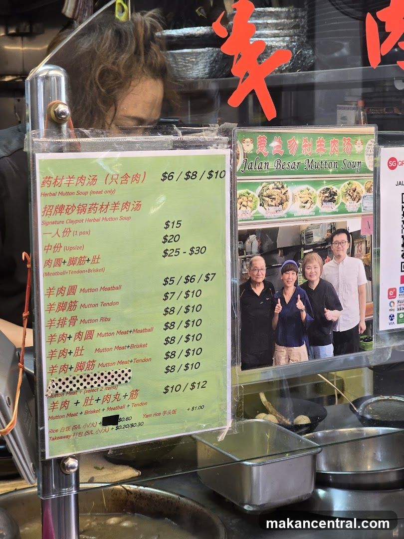 Jalan Besar Mutton Soup Menu