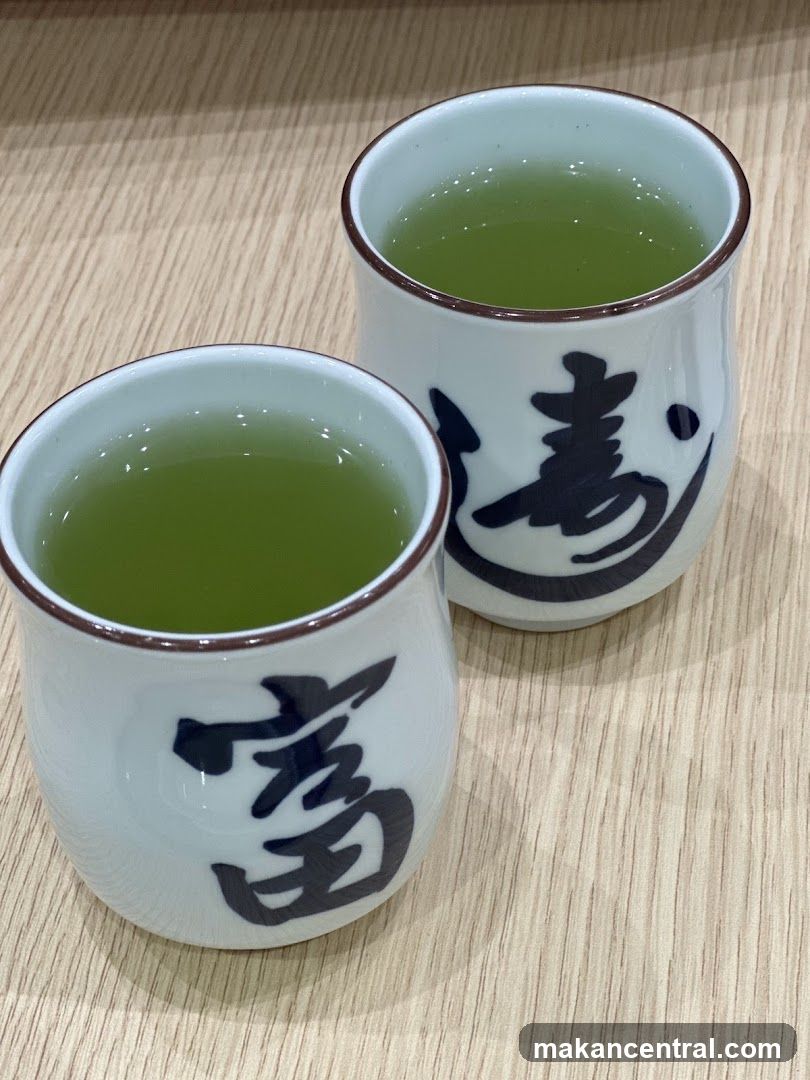 Two cups of green tea