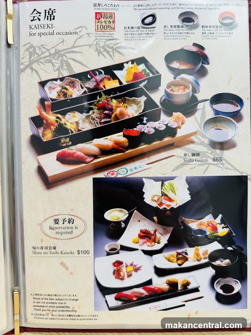 Tomi Sushi Style Menu