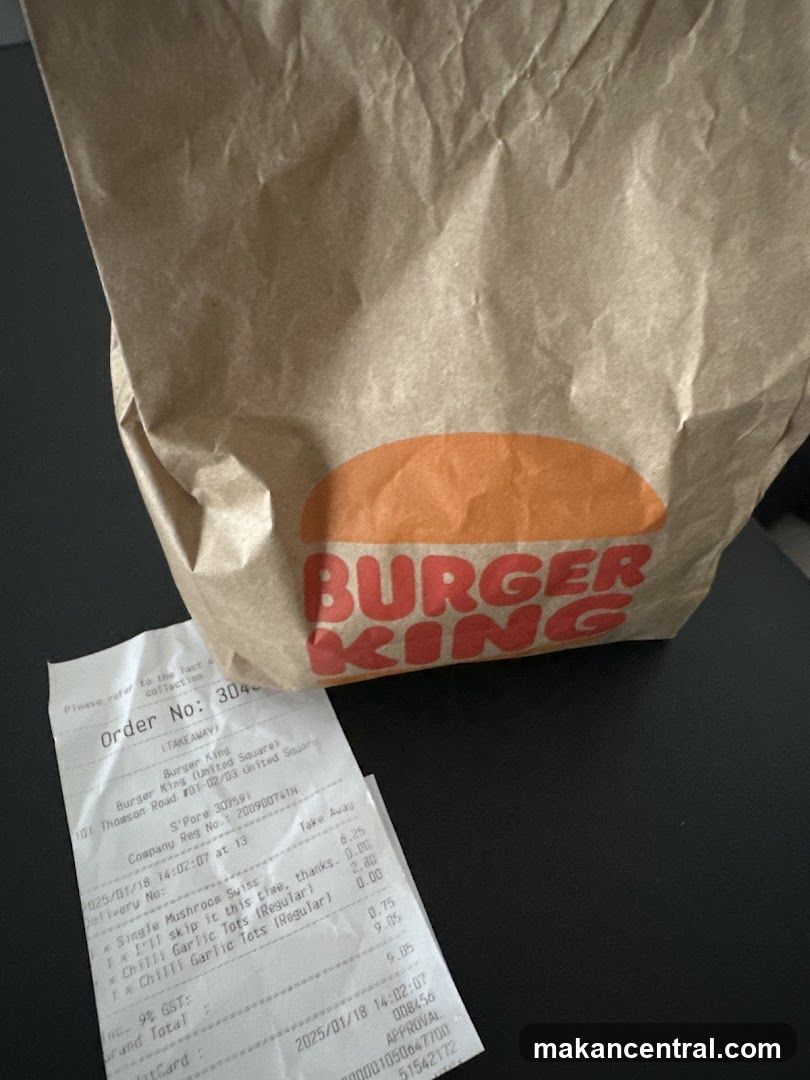 Burger King Takeaway Bag and Receipt