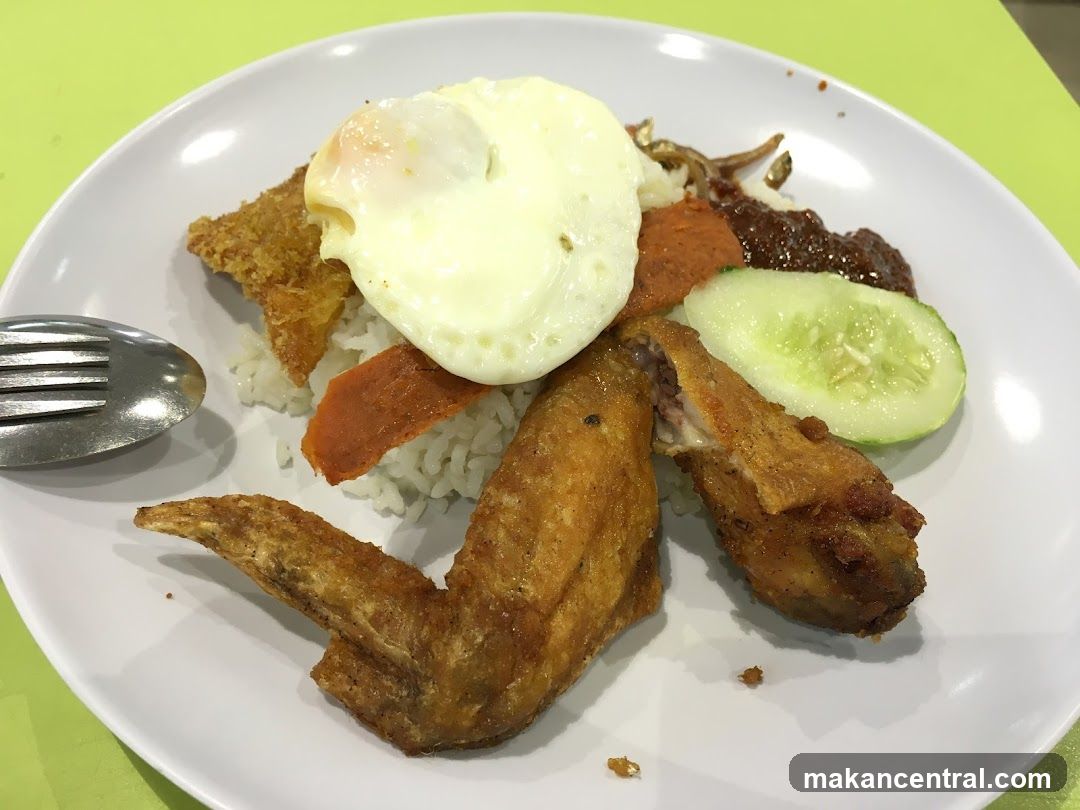 Nasi Lemak with Fried Chicken Wing