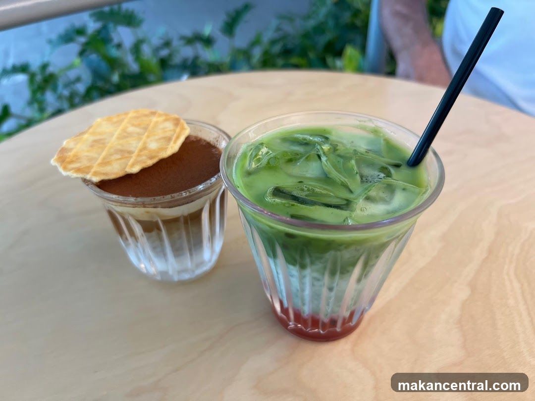 Dessert and Matcha Drink