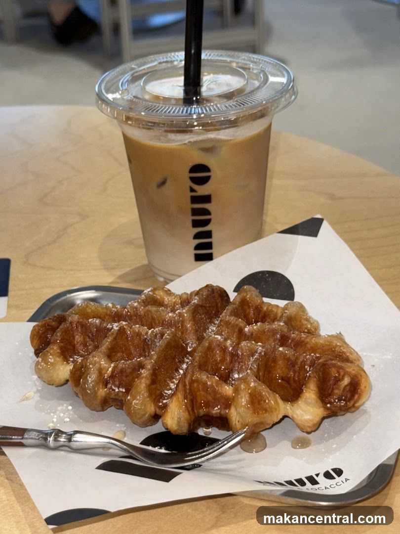 Croissant Waffle and Iced Coffee