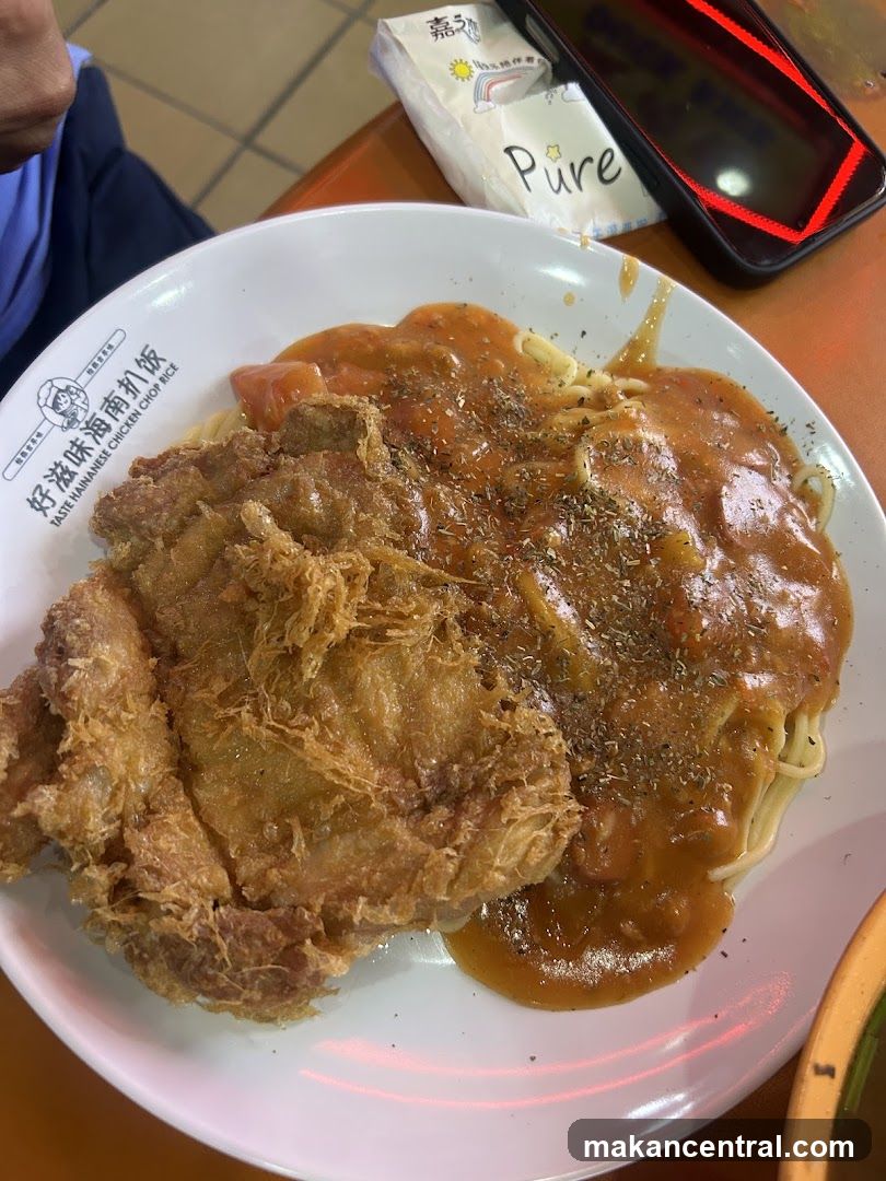 Chicken Chop with Spaghetti
