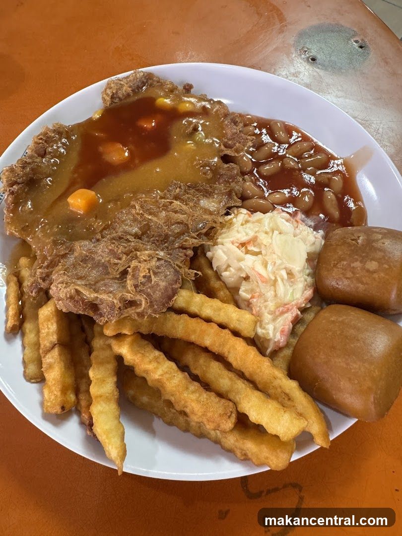 Western-style meal with fries and buns