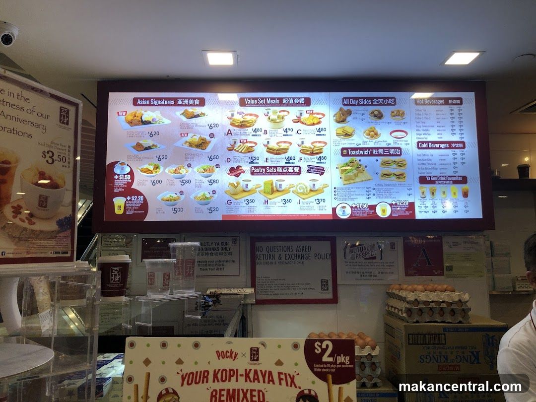 Ya Kun Kaya Toast Menu