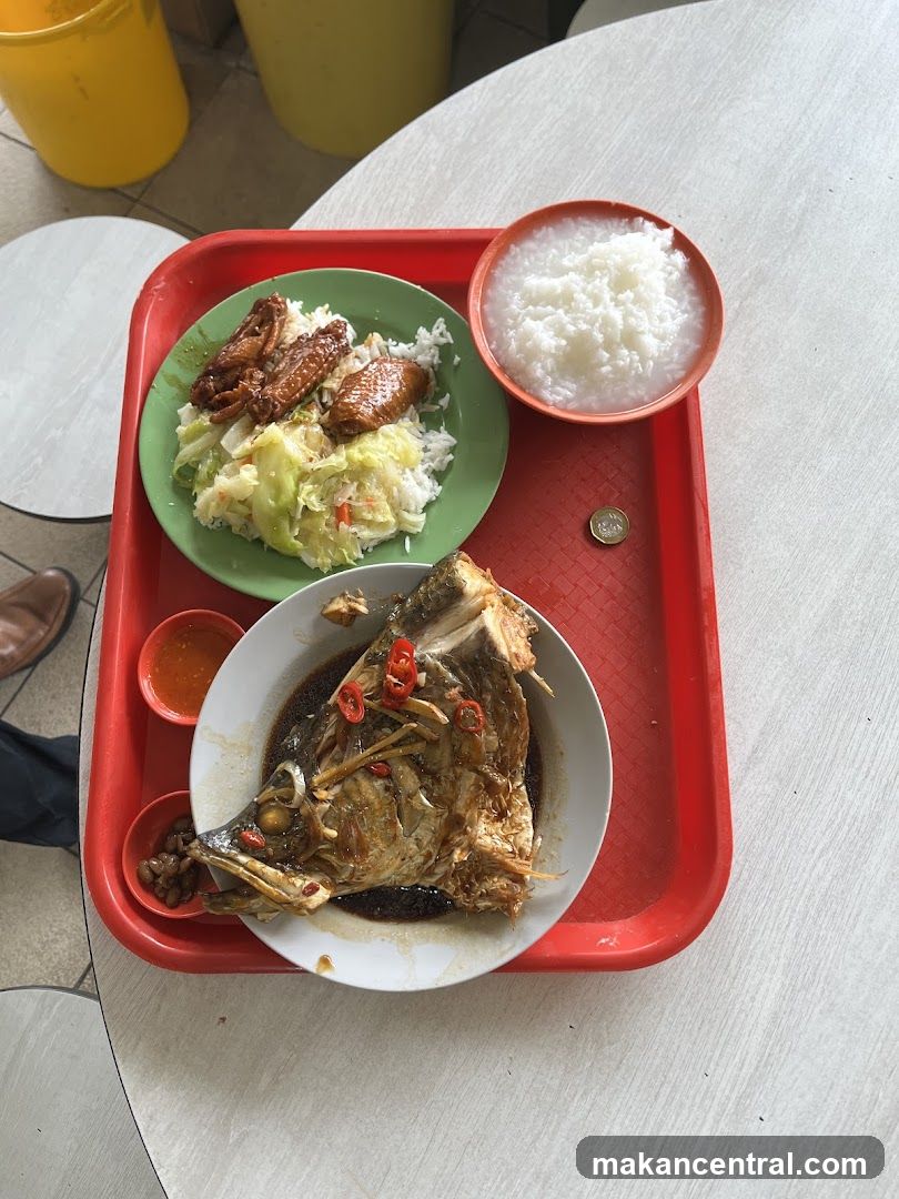 Food Tray with Fish Head and Chicken Wings