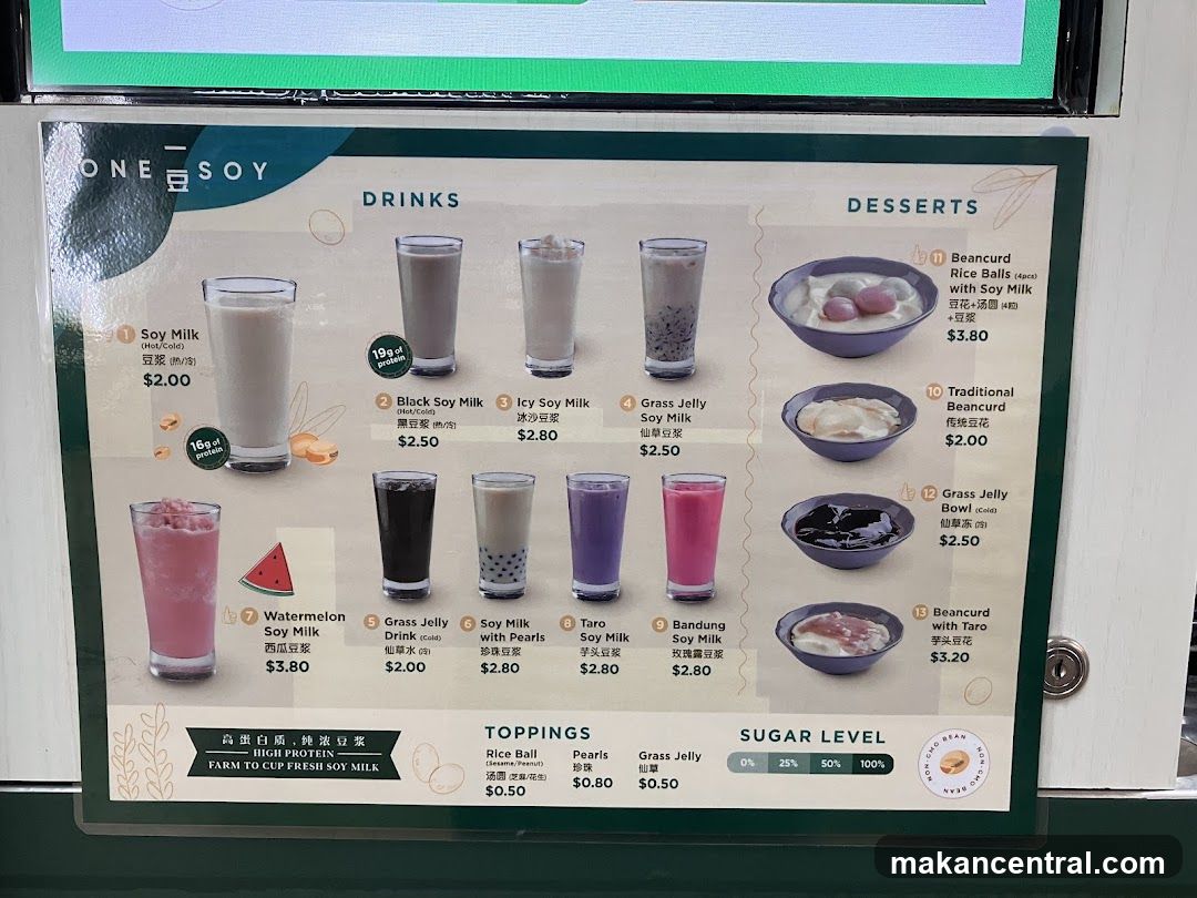 ONE SOY Menu