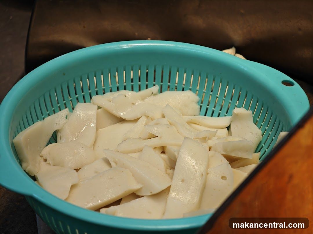 Sliced Fish Cake in Colander