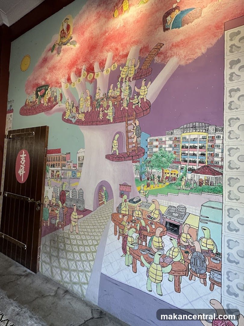 Mural of Turtles in a Whimsical Setting
