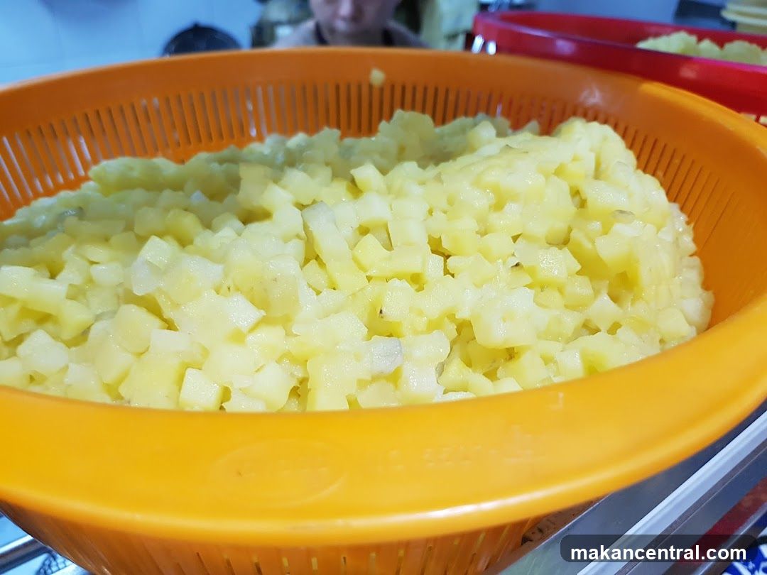 Diced Potatoes in Colander