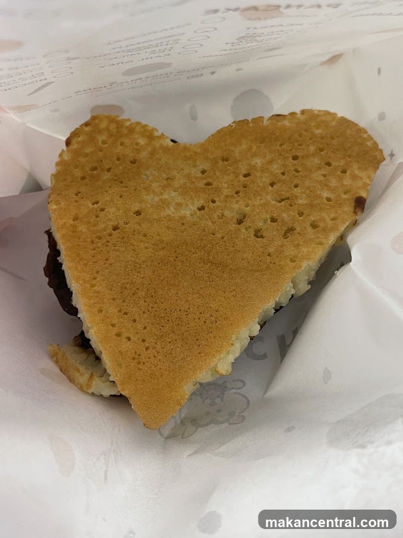 Heart-shaped pancake with filling