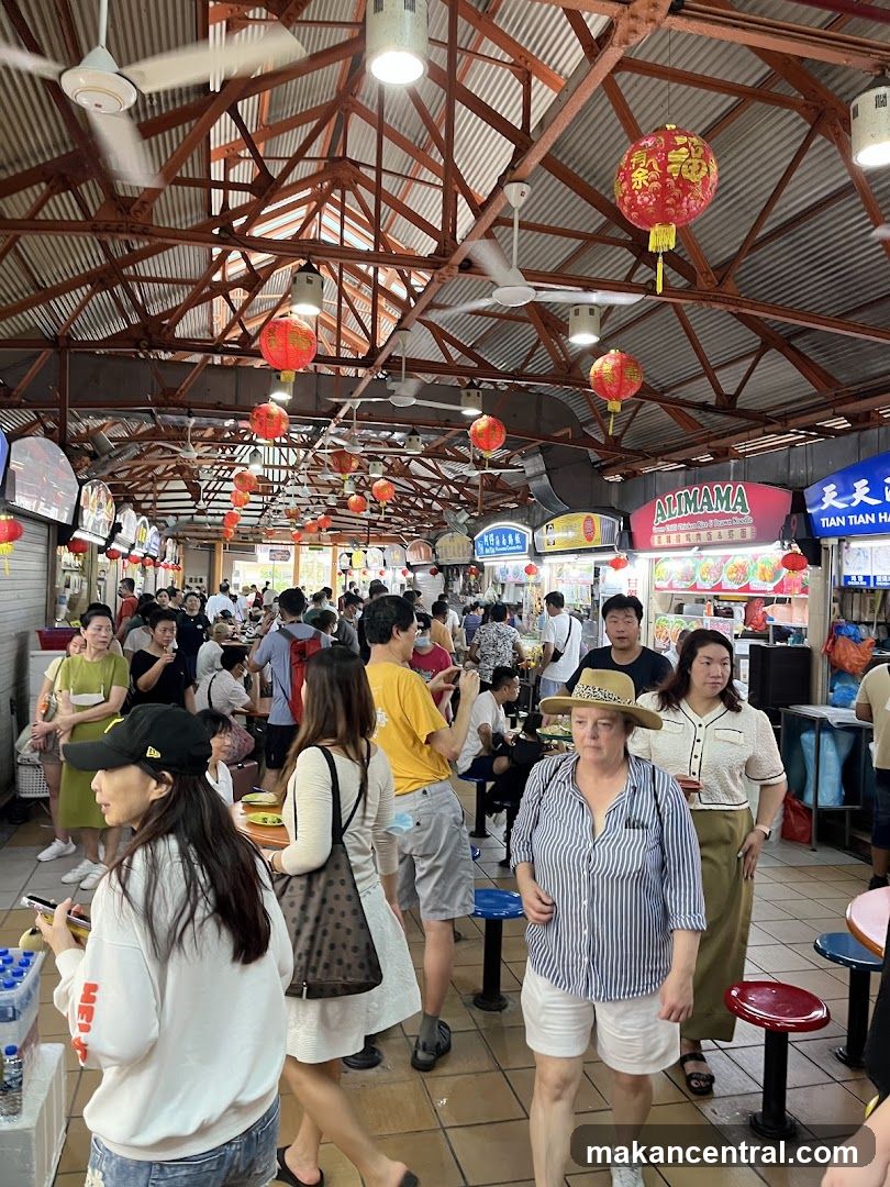 Busy Food Court with Red Lanterns