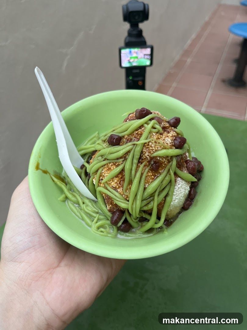 Dessert with Green Jelly and Red Beans